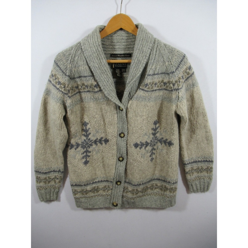 Eddie Bauer Legend Handknit Cardigan Sweater XS Merino Wool Mohair Snowflake